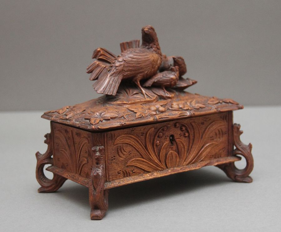 19th Century black forest walnut casket