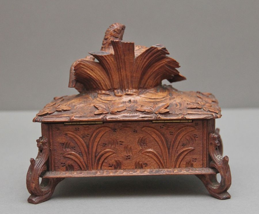 Antique 19th Century black forest walnut casket