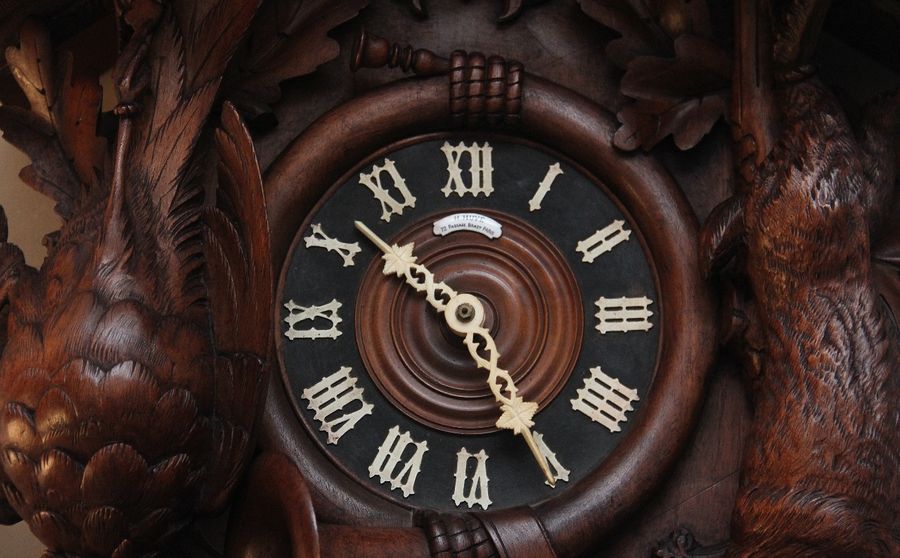 Antique 19th Century black forest walnut cuckoo clock