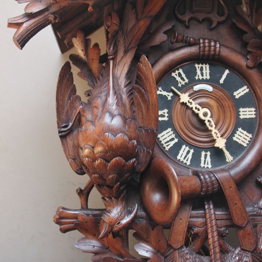 Antique 19th Century black forest walnut cuckoo clock