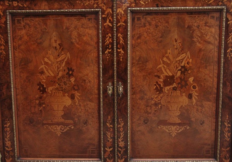 Antique 19th Century walnut and marquetry two door cabinet