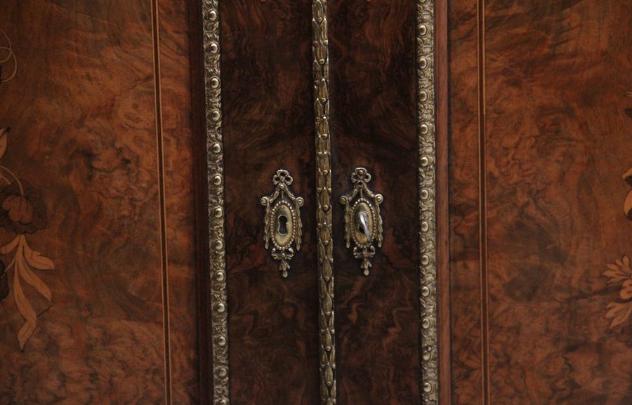 Antique 19th Century walnut and marquetry two door cabinet