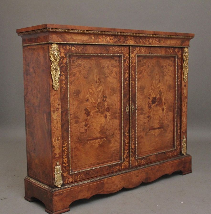 Antique 19th Century walnut and marquetry two door cabinet