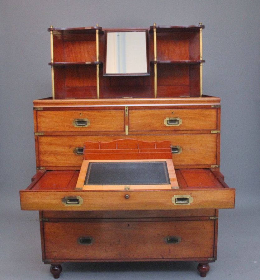 Antique 19th Century mahogany military chest