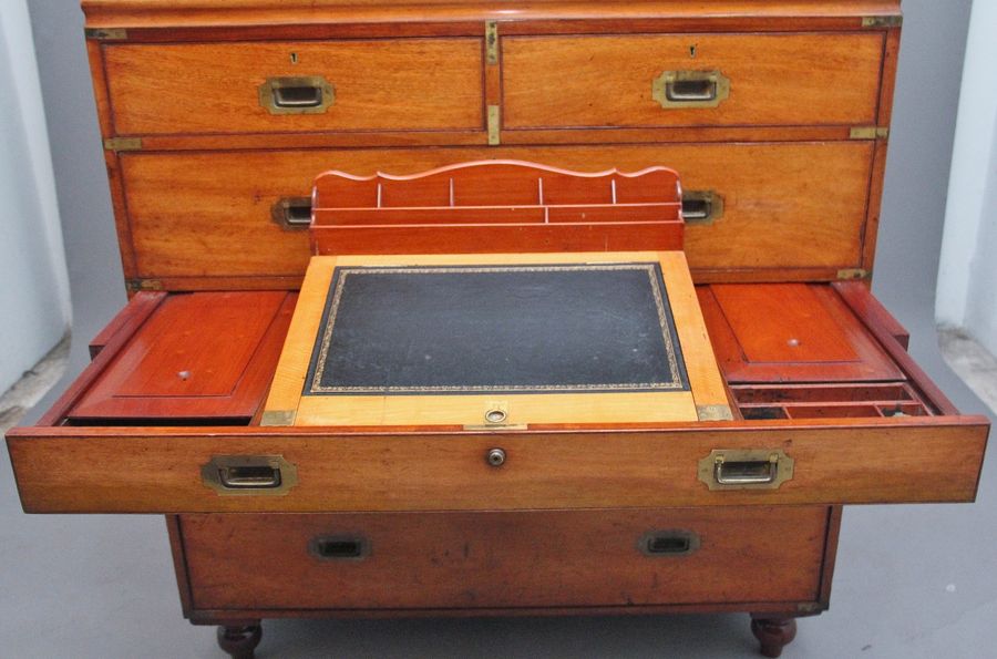 Antique 19th Century mahogany military chest