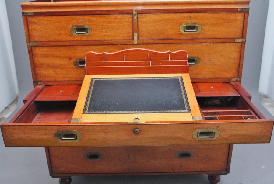 Antique 19th Century mahogany military chest