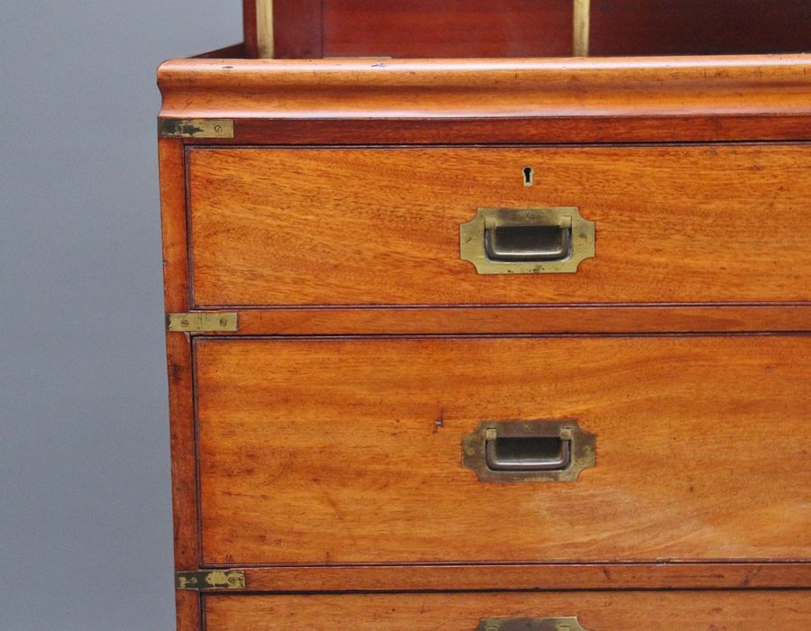 Antique 19th Century mahogany military chest