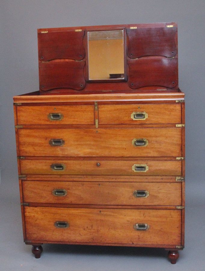 Antique 19th Century mahogany military chest