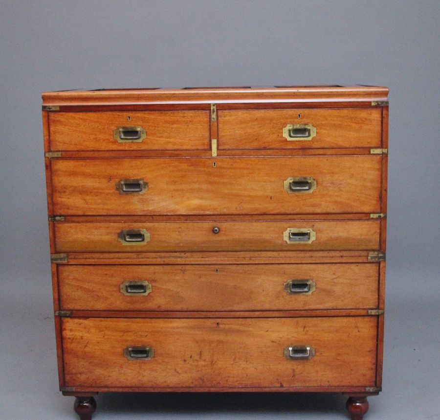 Antique 19th Century mahogany military chest