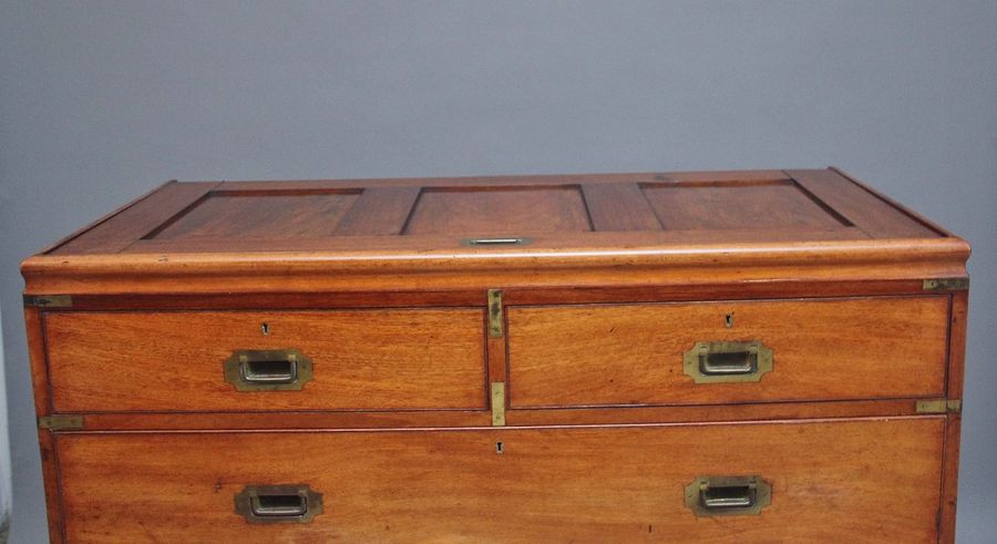 Antique 19th Century mahogany military chest