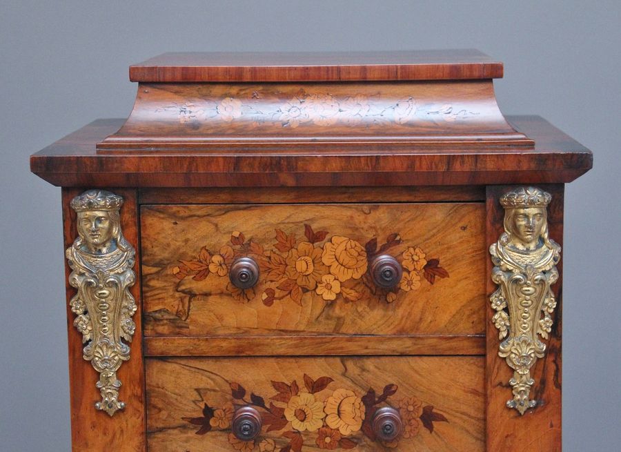 Antique 19th Century walnut & marquetry Wellington chest