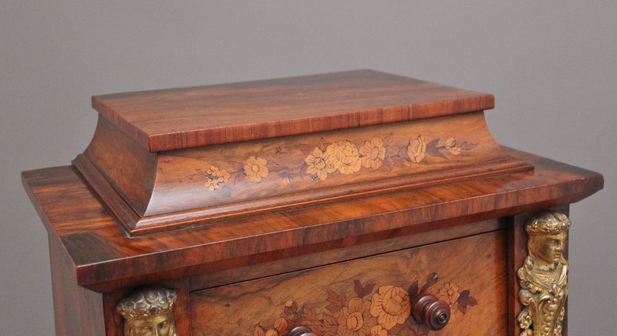 Antique 19th Century walnut & marquetry Wellington chest