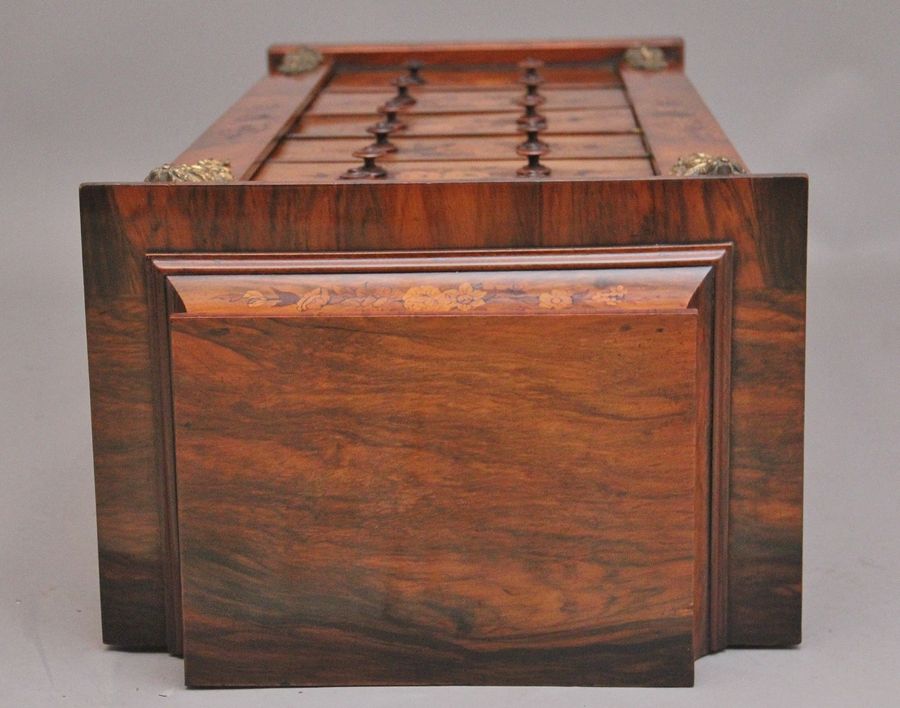 Antique 19th Century walnut & marquetry Wellington chest