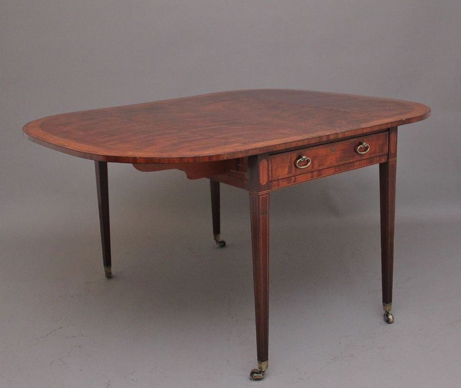 Antique Large early 19th Century inlaid mahogany Pembroke table