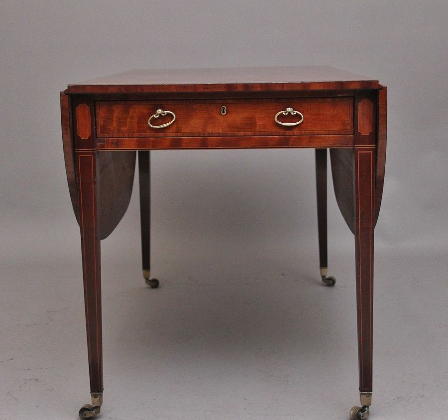 Antique Large early 19th Century inlaid mahogany Pembroke table