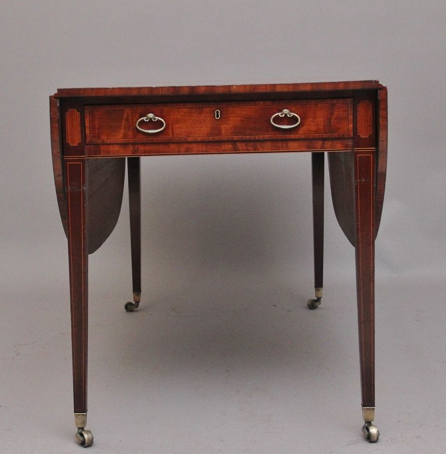 Antique Large early 19th Century inlaid mahogany Pembroke table