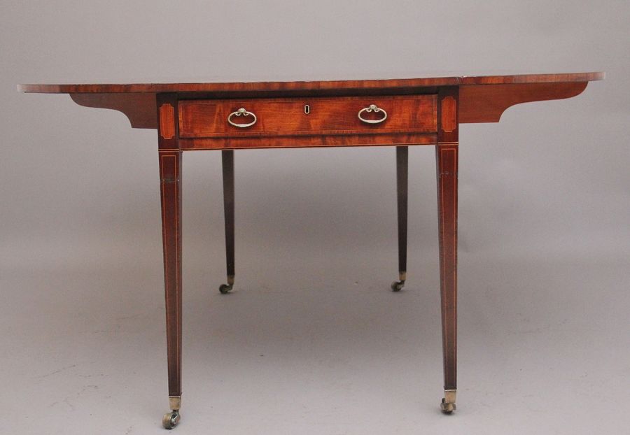 Antique Large early 19th Century inlaid mahogany Pembroke table