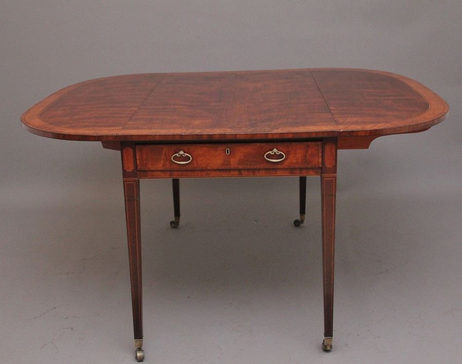 Antique Large early 19th Century inlaid mahogany Pembroke table