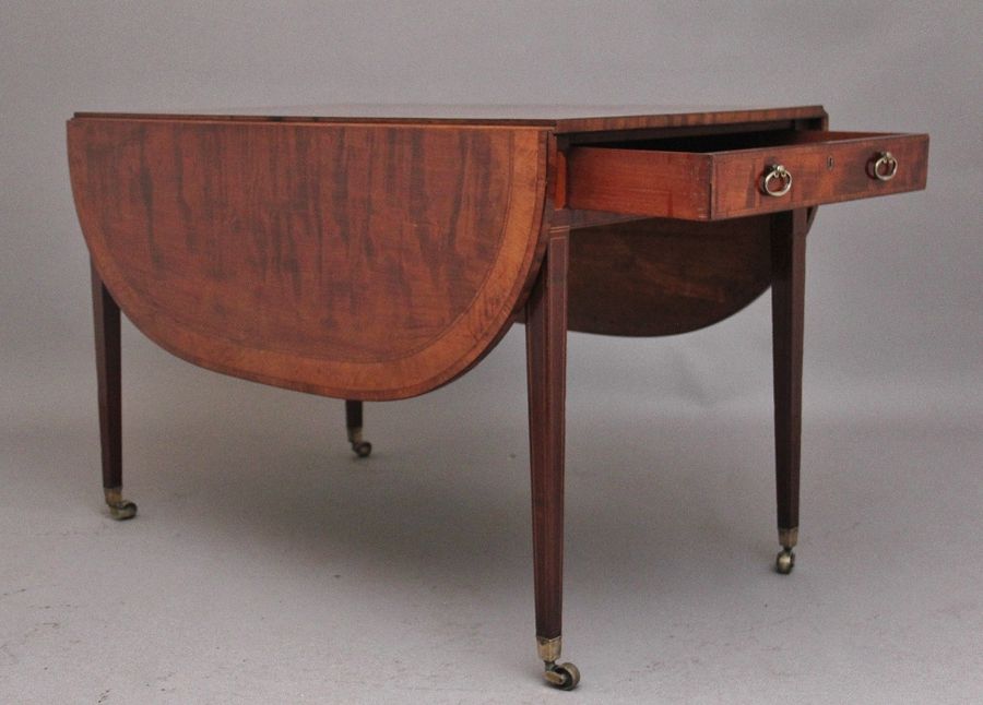 Antique Large early 19th Century inlaid mahogany Pembroke table