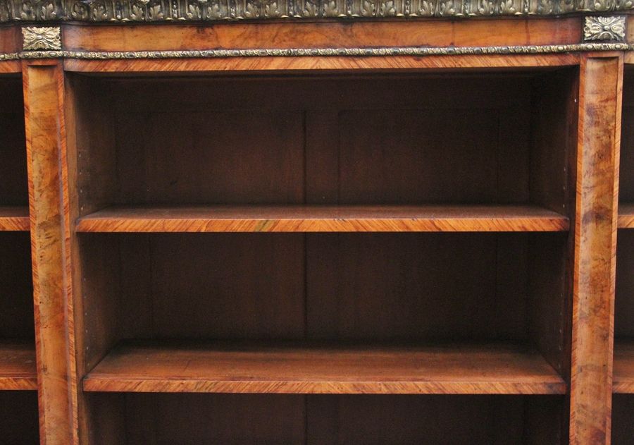 Antique 19th Century walnut and ormolu open bookcase by Johnstone and Jeanes