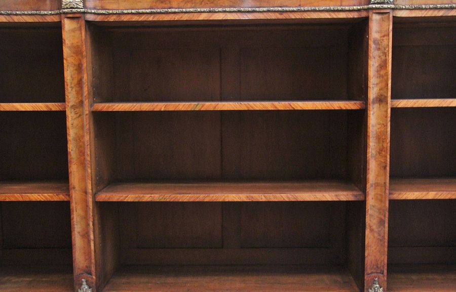 Antique 19th Century walnut and ormolu open bookcase by Johnstone and Jeanes