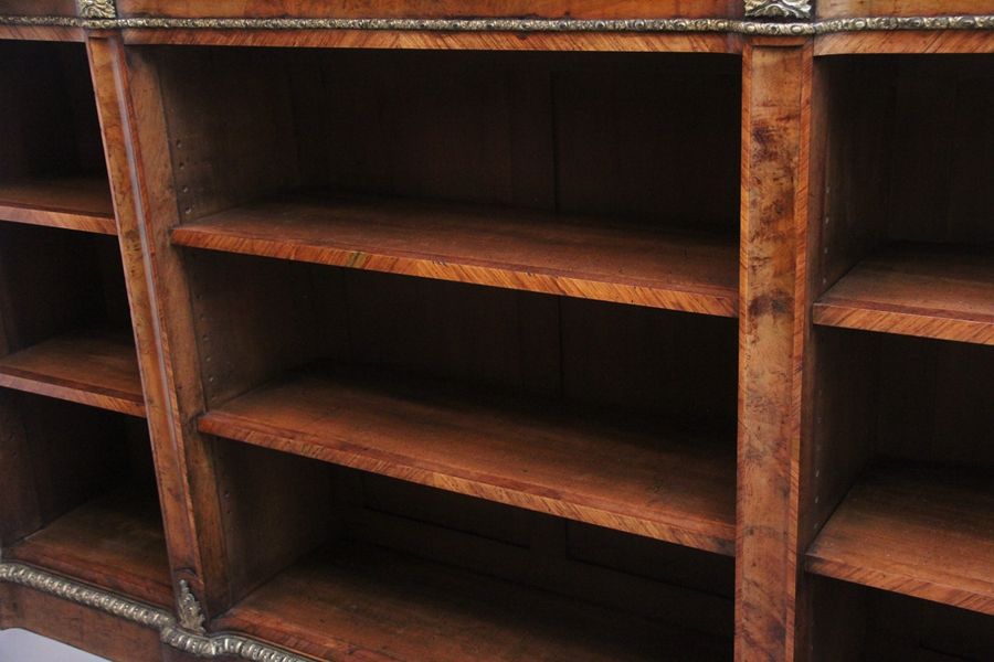 Antique 19th Century walnut and ormolu open bookcase by Johnstone and Jeanes