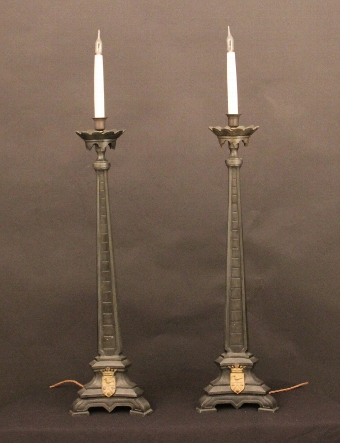 Bronzed metal candle sticks