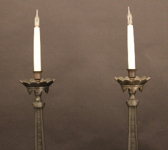 Antique Bronzed metal candle sticks