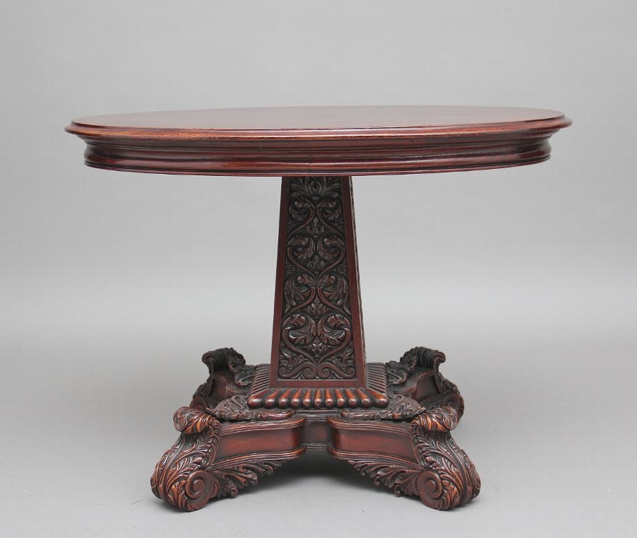 Antique 19th Century walnut carved occasional table