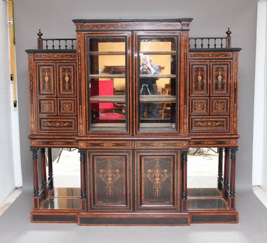 Antique Aesthetic movement display cabinet by Lamb of manchester