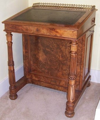SOLD  Exceptional Burr Walnut Davenport Desk