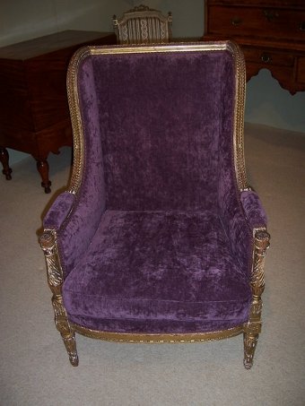 Antique Giltwood Wing Chair c.1880
