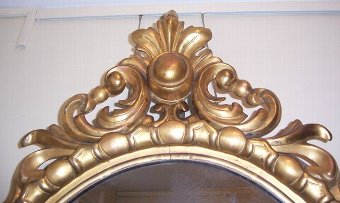 Antique Carved Giltwood Oval Mirror 19th Century