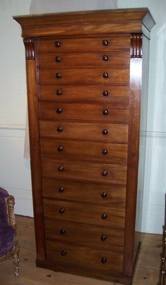 Antique Mahogany Wellington Chest of 12 drawers