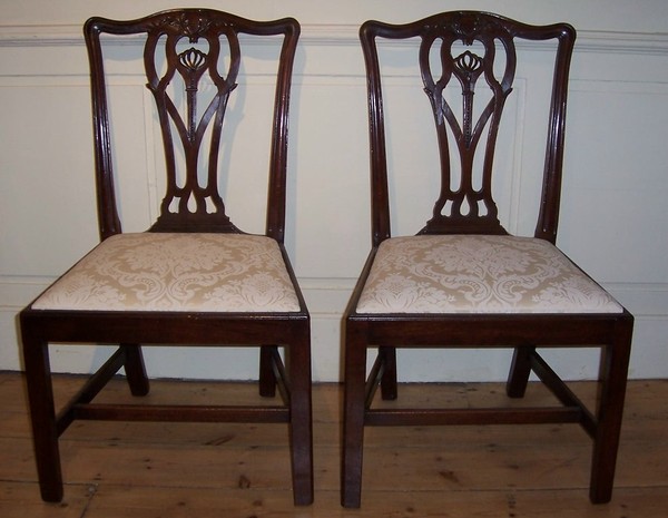 SOLD.  Pair Geo III Mahogany Chairs