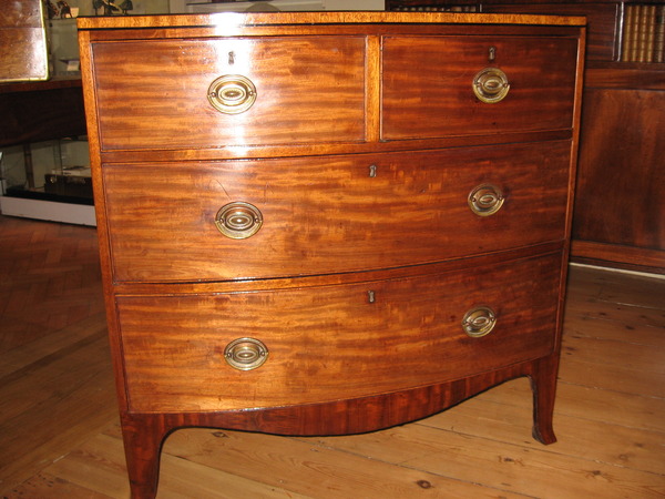 SOLD. Regency Mahogany Bowfront Chest of Drawers