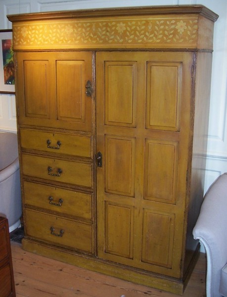 SOLD  Arts & Crafts Painted Press Cupboard