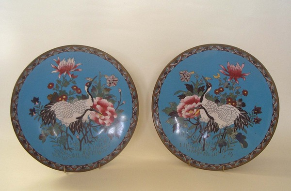 Pair of Cloisonne Chargers early 20thC
