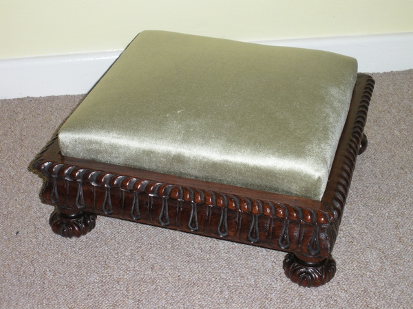 Antique Victorian Carved Rosewood Footstool