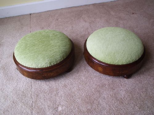 Pair Victorian Walnut Foot Stools 