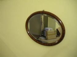 Edwardian Walnut Framed Oval Mirror 