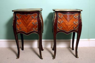 Pair Louis XV Mahogany & Kingwood Side Tables  