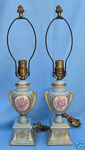 Pair of 19th Century French Hand Painted Table Lamps