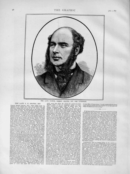 1873 Antique Portrait Samuel Robert Graves Liverpool