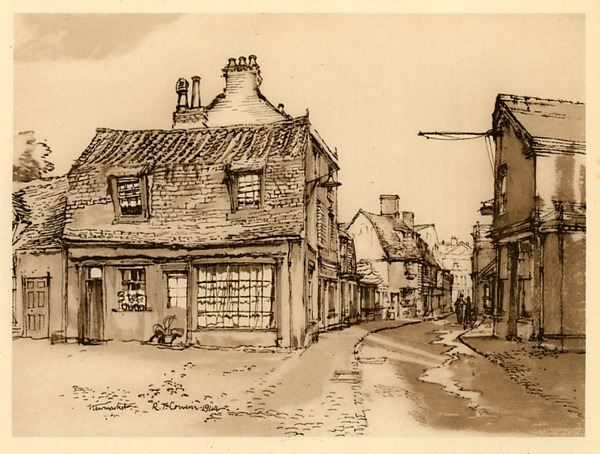Market St Newmarket, Suffolk, Ray Cowern print, c. 1940