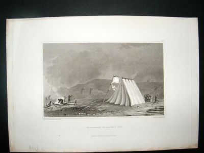 Arctic: 1828 steel engraving, Browell Cove encampment,