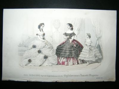 Fashion Print: December 1860, Antique Hand Coloured.