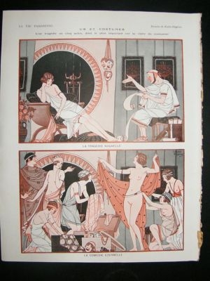 La Vie Parisienne Art Deco Print 1924 Roman Nude Scene by Kuhn-Regnier