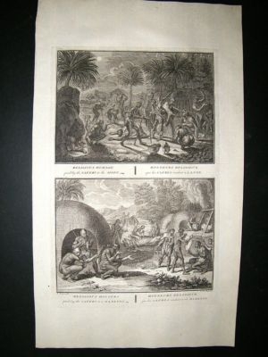 South Africa 1730s Kaffirs. Folio Antique Print. Picart