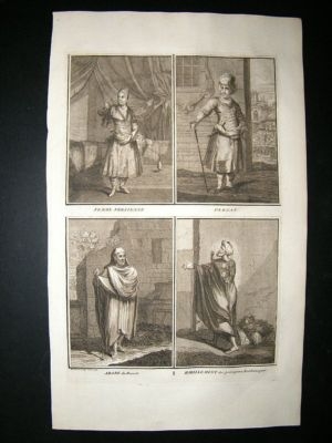 Persia 1730s Female & Male Costume. Folio Antique Print. Picart